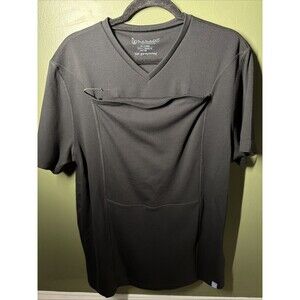 LALABU Dad Baby Shirt Mens Size XL Black V Neck Short Sleeve Carry Stretch